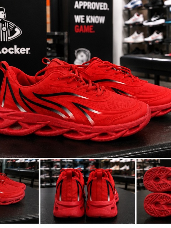 Red Athletic Sneakers with Black & Silver Accents